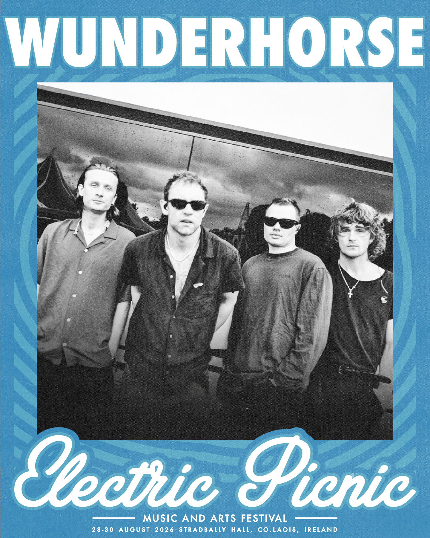 Wunderhorse - Image of the band Wunderhorse in front of a tour bus - Electric Picnic Logo